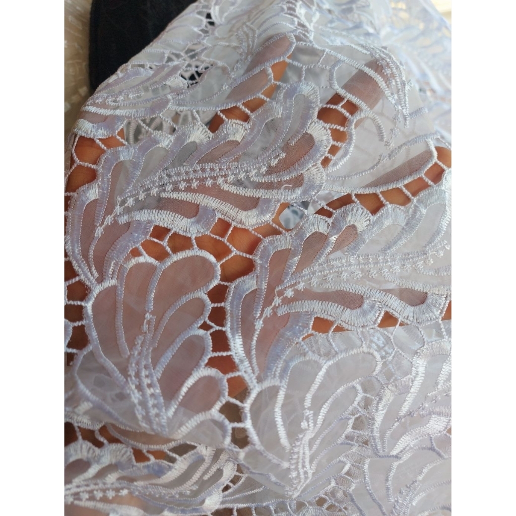 kain bordir Premium  - kain bordir original  - kain bordir motif  - kain bordir tebel( putih bersih)