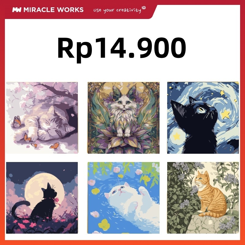 

MW Paint By Number Kit 20x20cm Lukisan Kanvas DIY Digital Painting Kit With Kanvas Seri Bunga