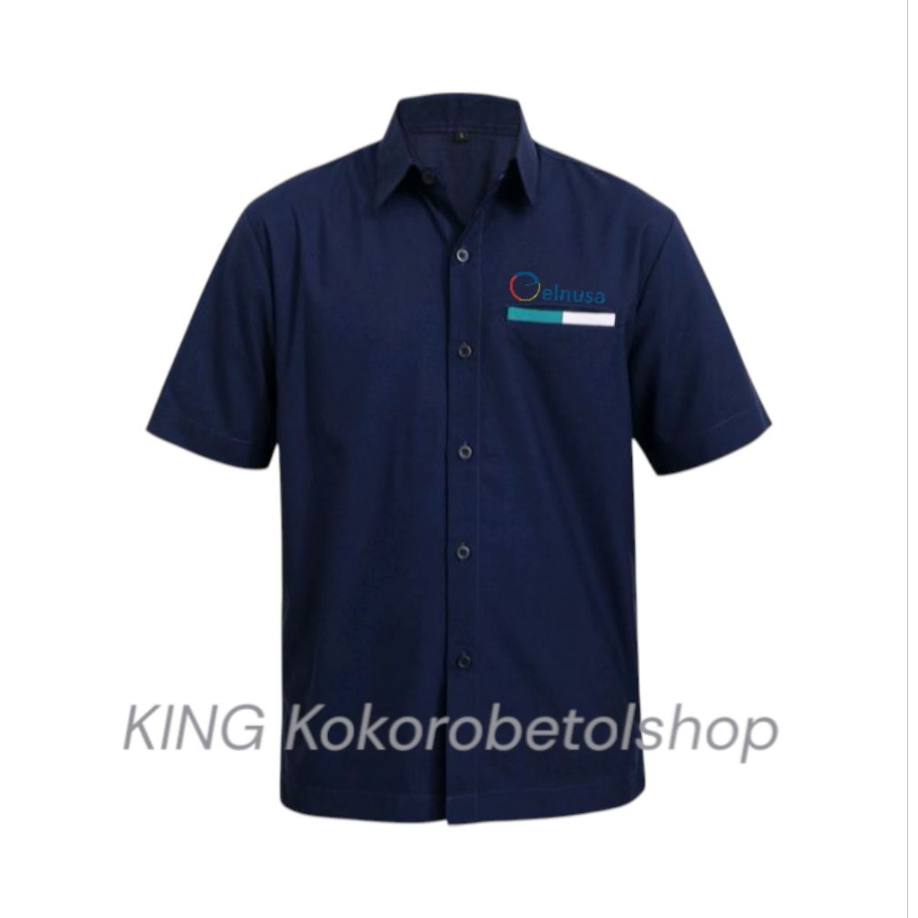 KEMEJA ELNUSA BUMN SERAGAM ELNUSA PENDEK BIRU NAVI