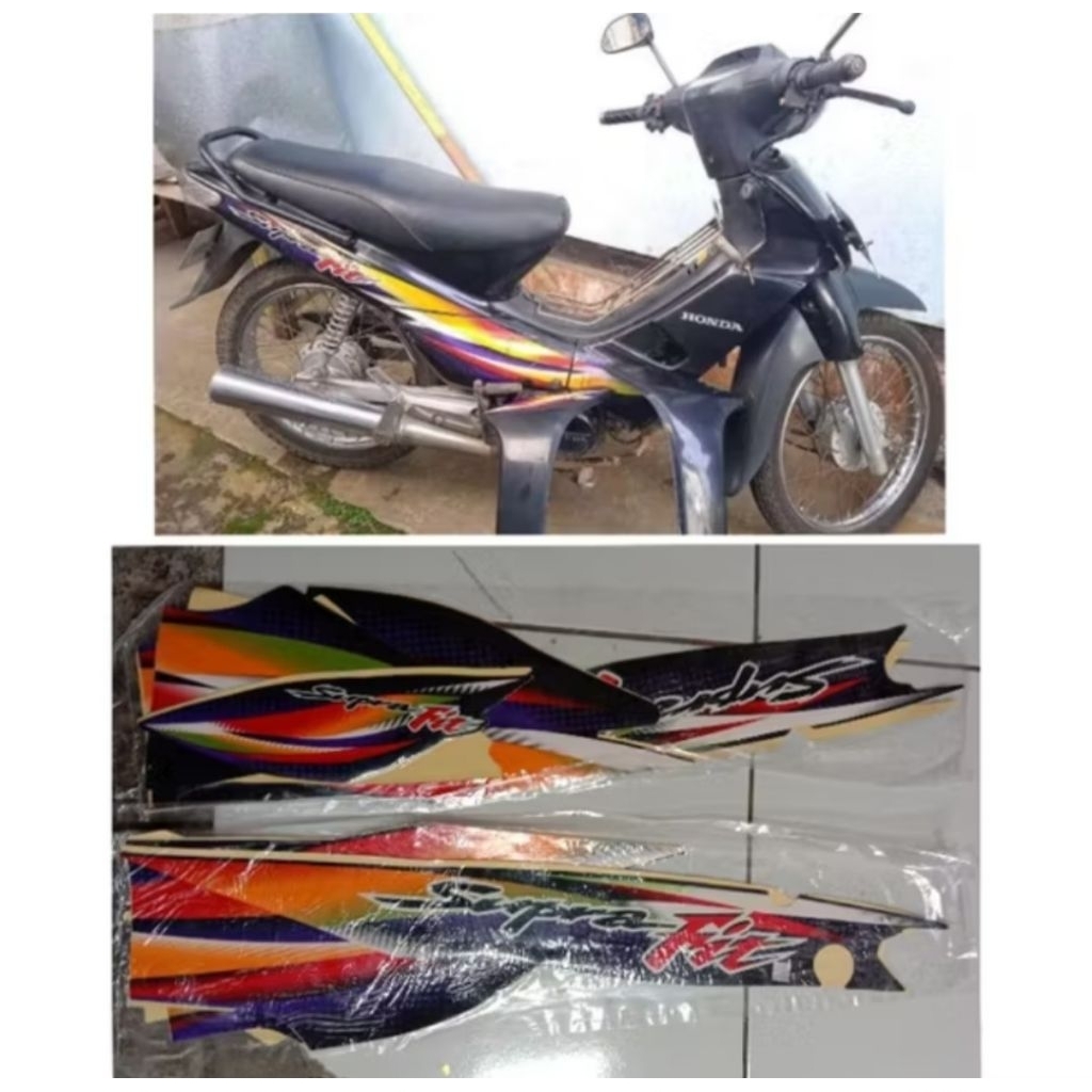 STIKER STRIPING LIS BODY HONDA SUPRA FIT TROMOL 2004 KUWALITAS ORI FUL SET BODY MOTOR