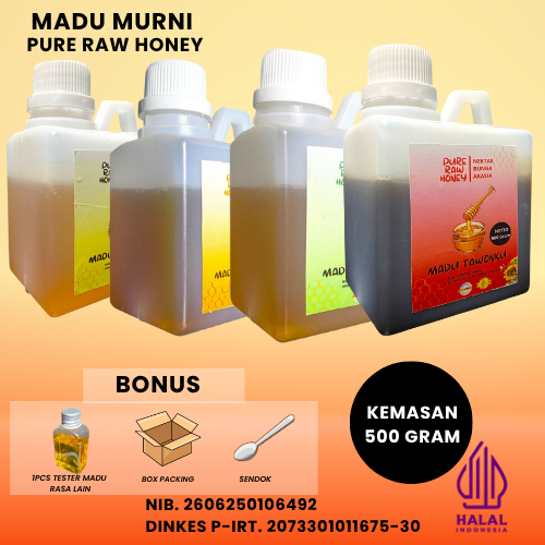 

Madu Murni Asli Nektar Multiflora Akasia Randu Mangga 500gram Raw Honey Bersertifikat Resmi P-IRT