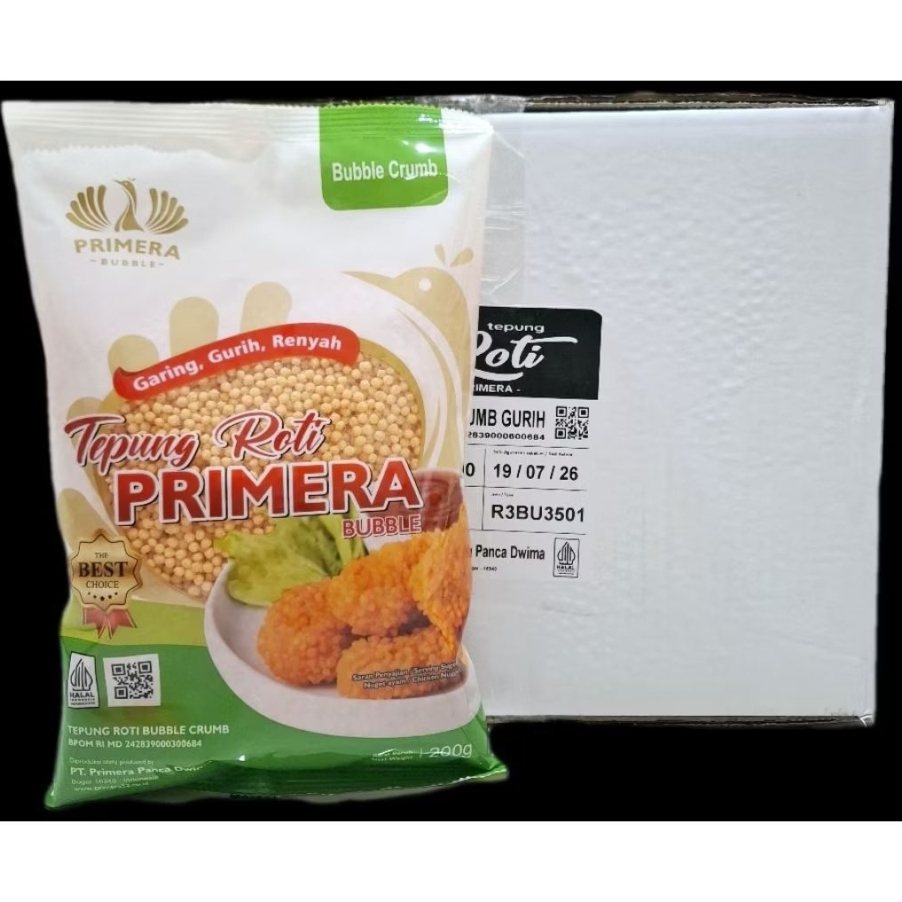 

PRIMERA TEPUNG ROTI BUBBLE CRUMBS | BINTANG YELLOW | CRUMBS MERAH 1 CTN