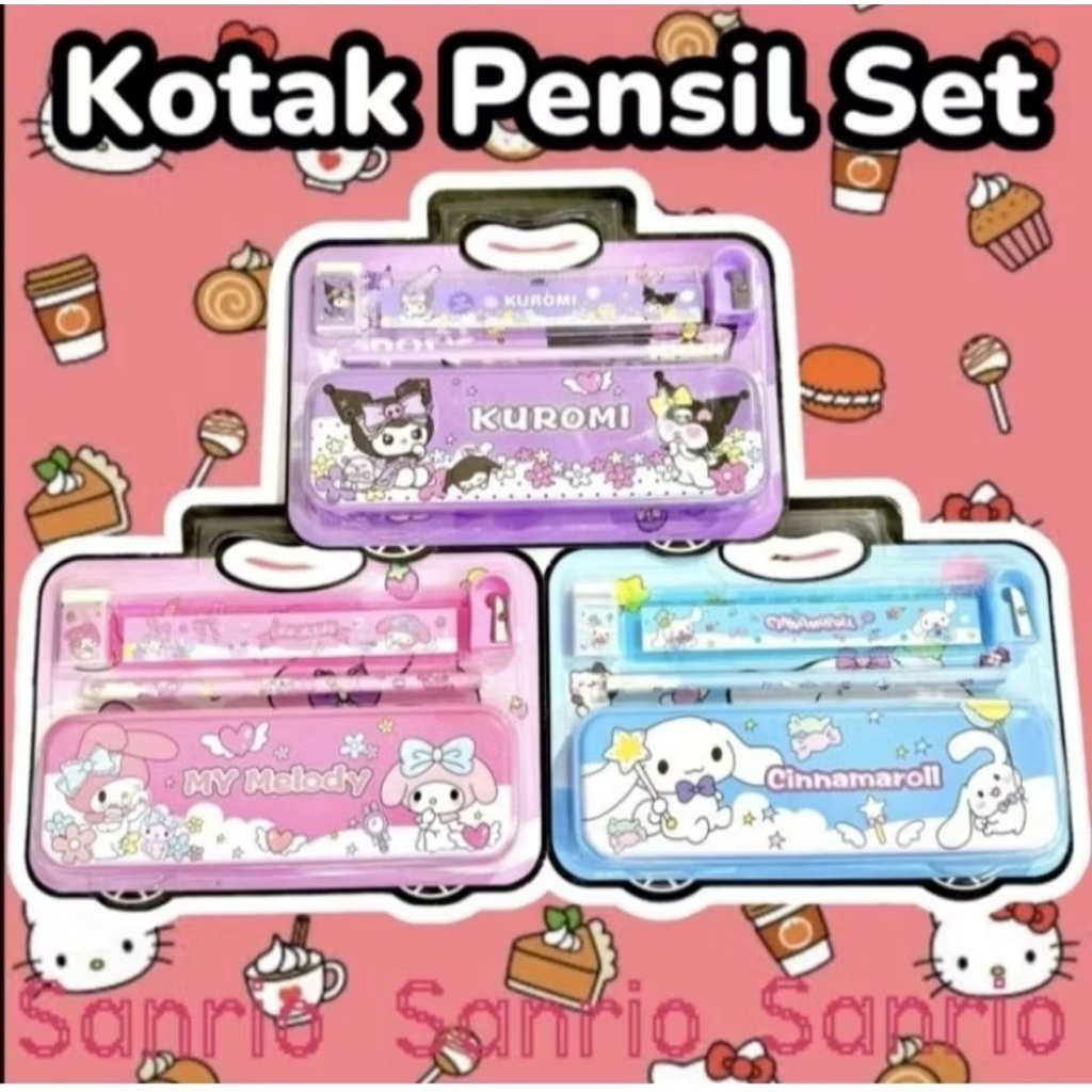 

Kotak Pensil Set Kuromi 5in1 Sanrio / Kotak Pensil Set Stationery 5in1