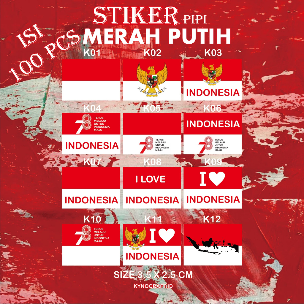 

100 PCS STIKER PIPI MERAH PUTIH