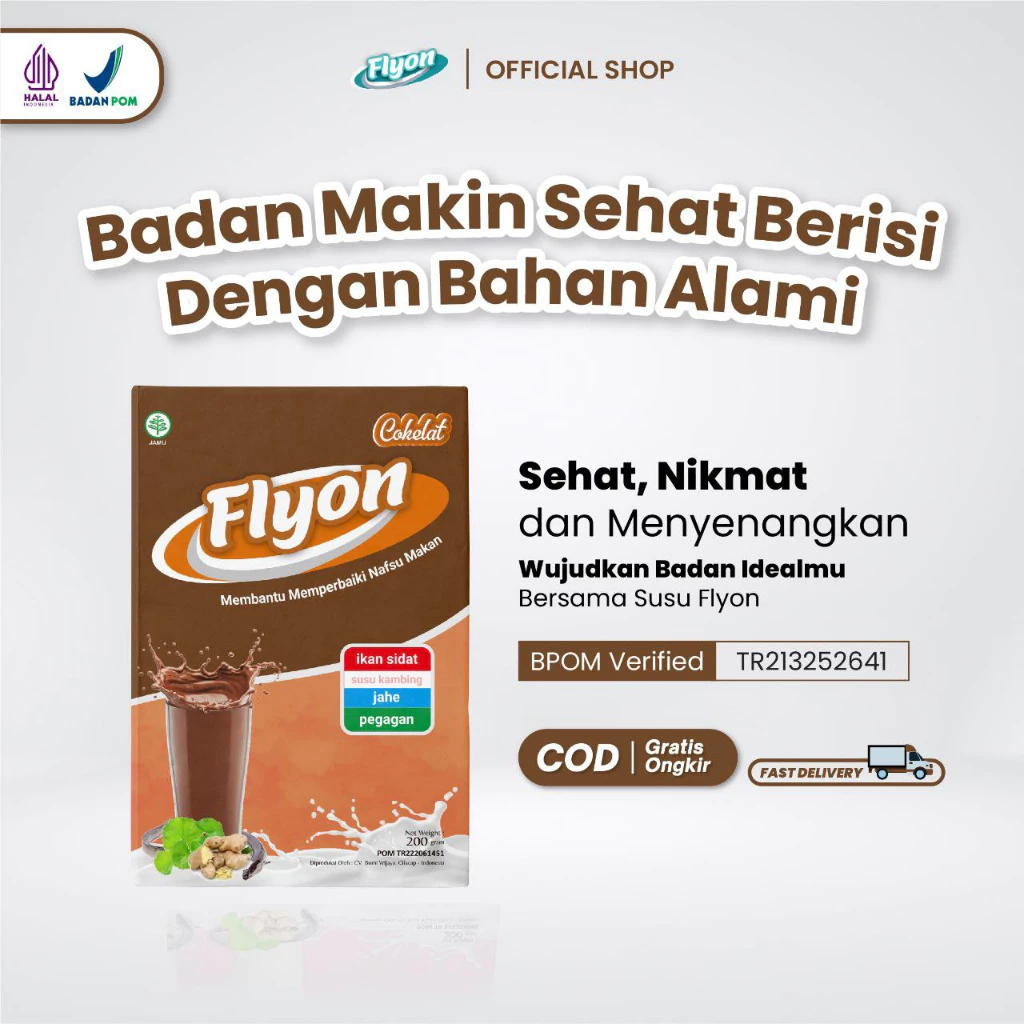 

PROMO (1 BOX) - Susu Flyon COKLAT Susu Penggemuk Badan Dan Penambah Nafsu Makan