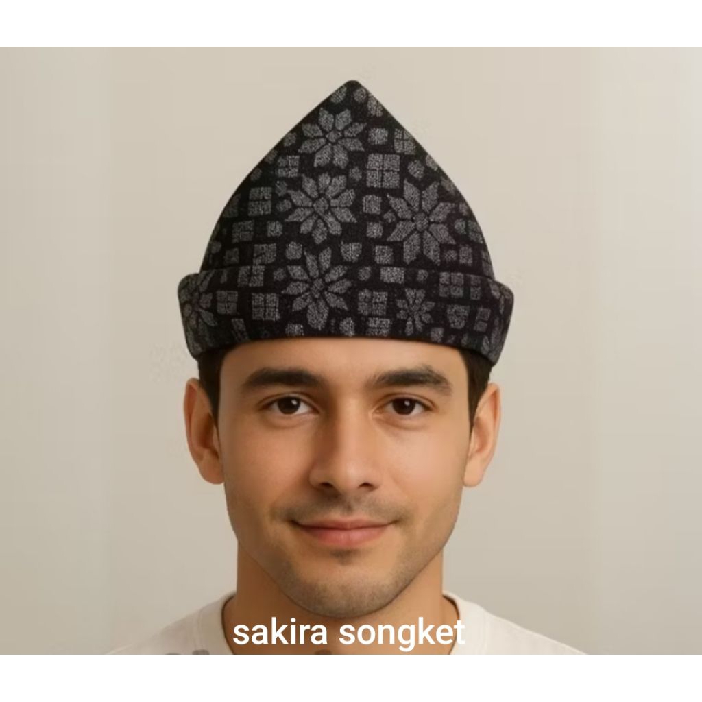 tanjak songket palembang premium (T hitam silver)