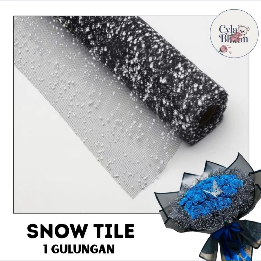 

(READY) Snow Tile Salju Hitam Gulungan 1 Roll Bouquet Flower Wrapping Kain Salju Buket Bunga