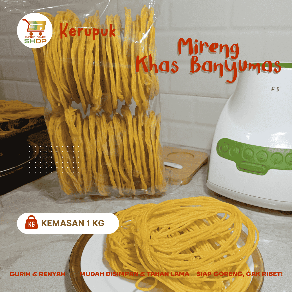 

Kerupuk Mireng Mentah Khas Banyumas 1kg Kerupuk Mie Kuning Renyah & Gurih