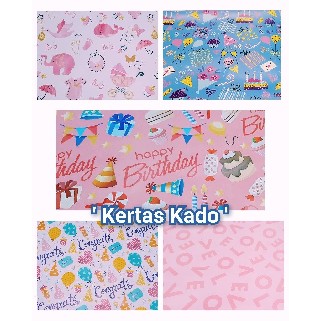 

Aneka Kertas Kado Cantik Untuk Pembungkus Kado/Hampers/Hadiah