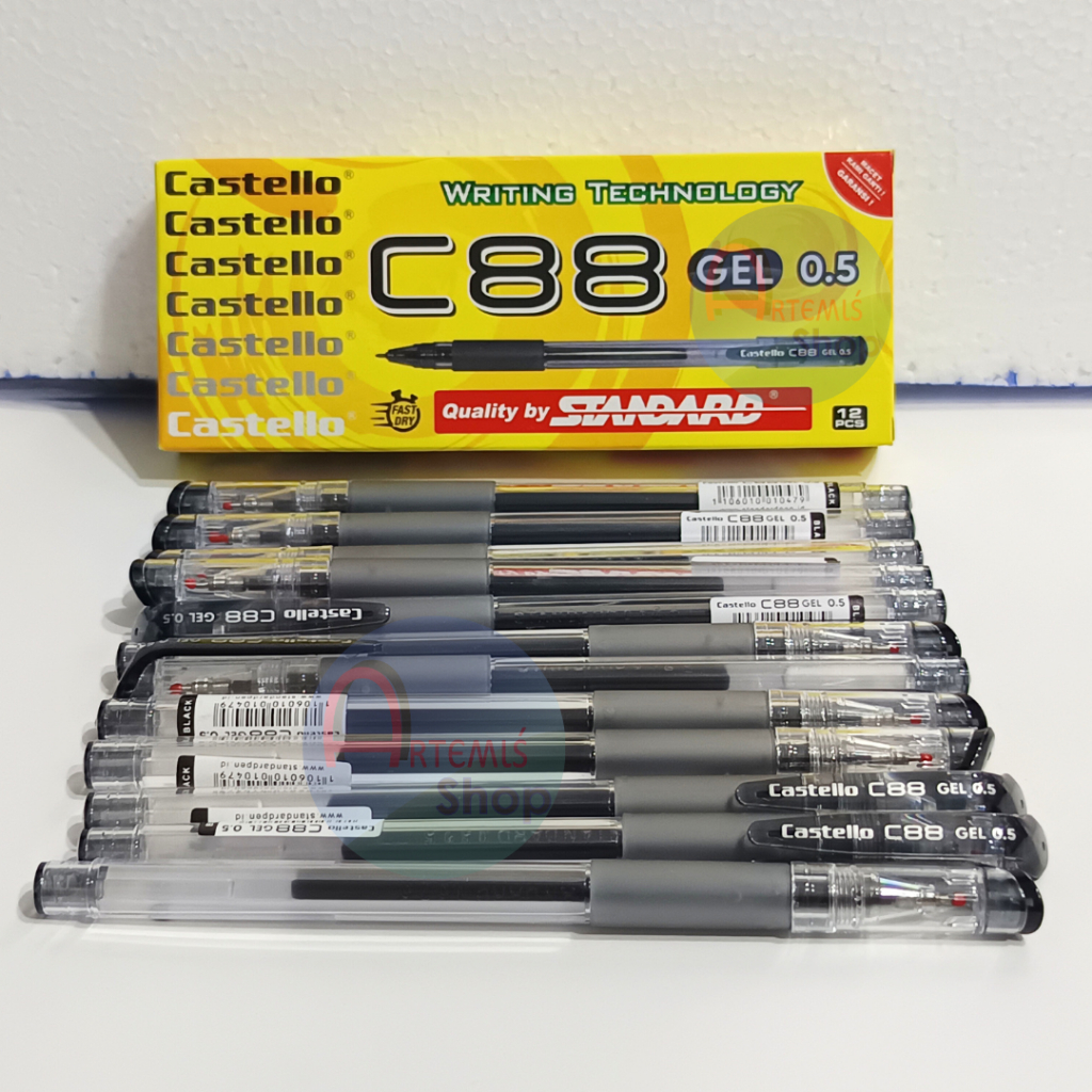 

Pulpen Gel STANDARD C88 Gel 0.5 mm Tinta Hitam Isi 12 pcs