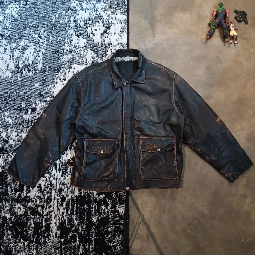 Vintage Flight Leather Jacket Mirip type M-444 Patina Wash