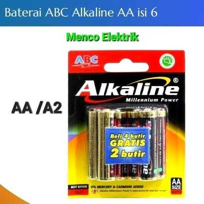 Baterai ABC Alkaline isi 6 (4+2) AA/A2 Type LR6 / Batre Alkaline ABC A2 Battery Alkaline