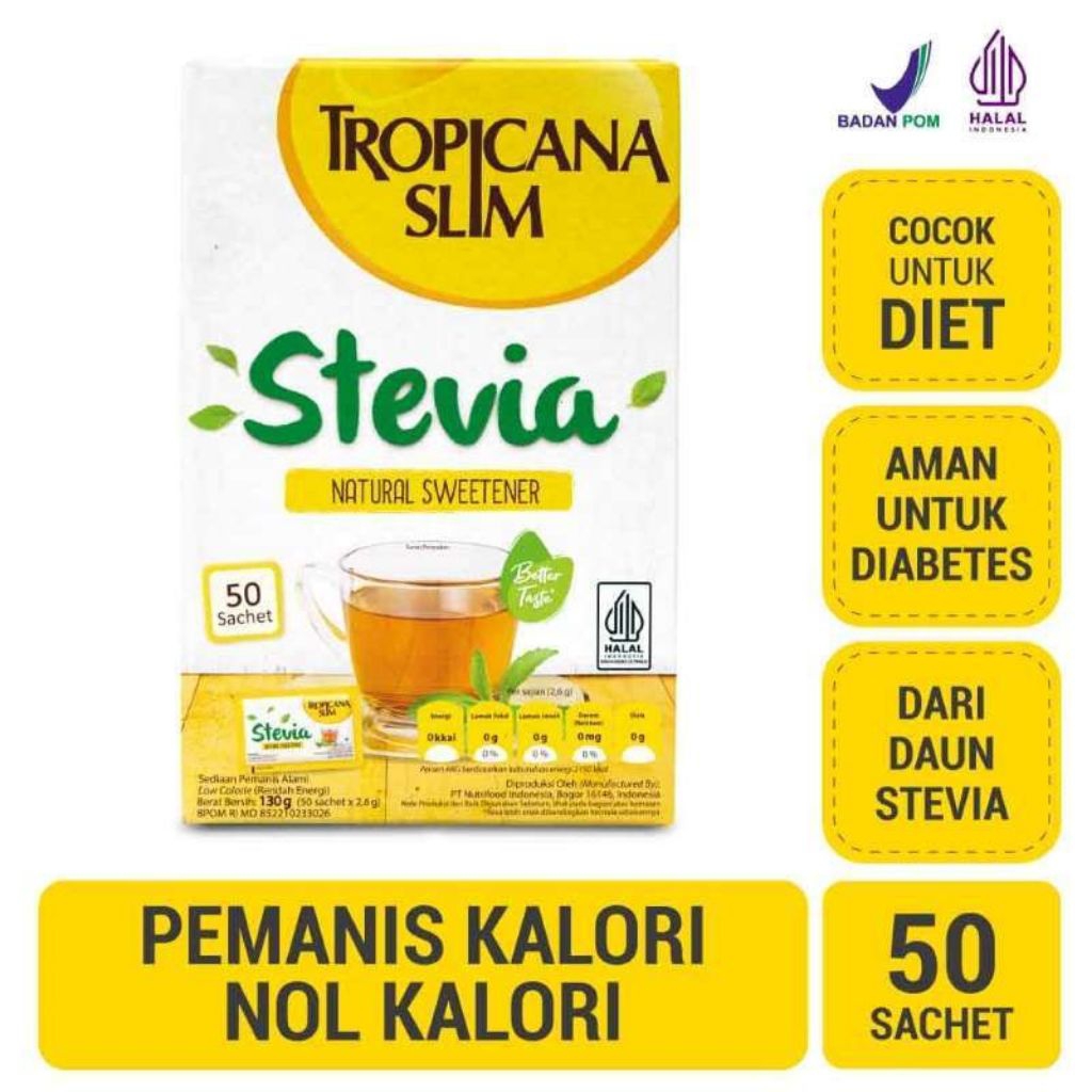 

Tropicana Slim Sweetener Stevia 50Sachet