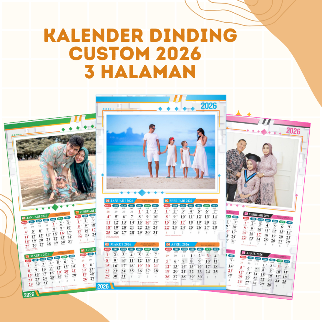 

Kalender Custom 2026 Isi 3 Halaman – Bisa Tambah Foto & Nama Desain Bebas