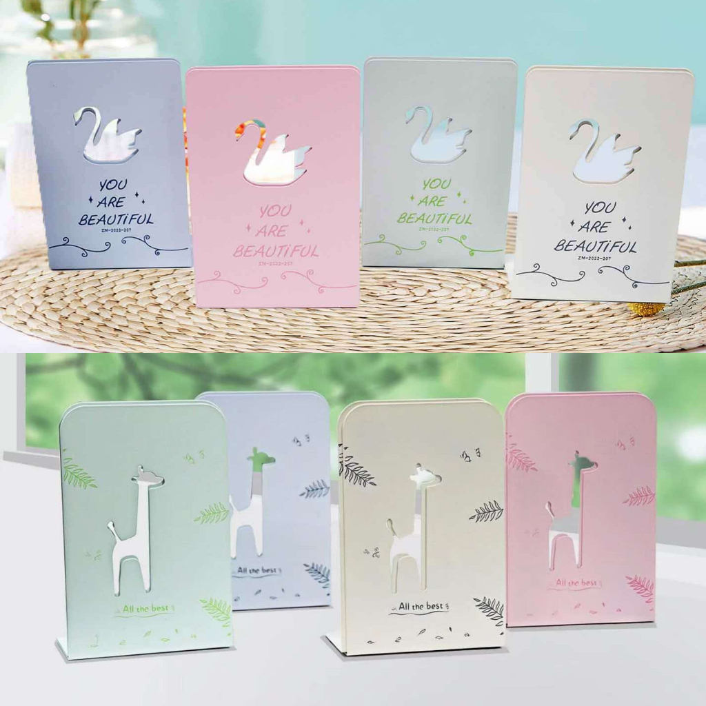 

( 1 Set Isi 2 Pcs) Book End Stand / Sandaran Penyangga Buku Giraffe Jerapah Swan Angsa