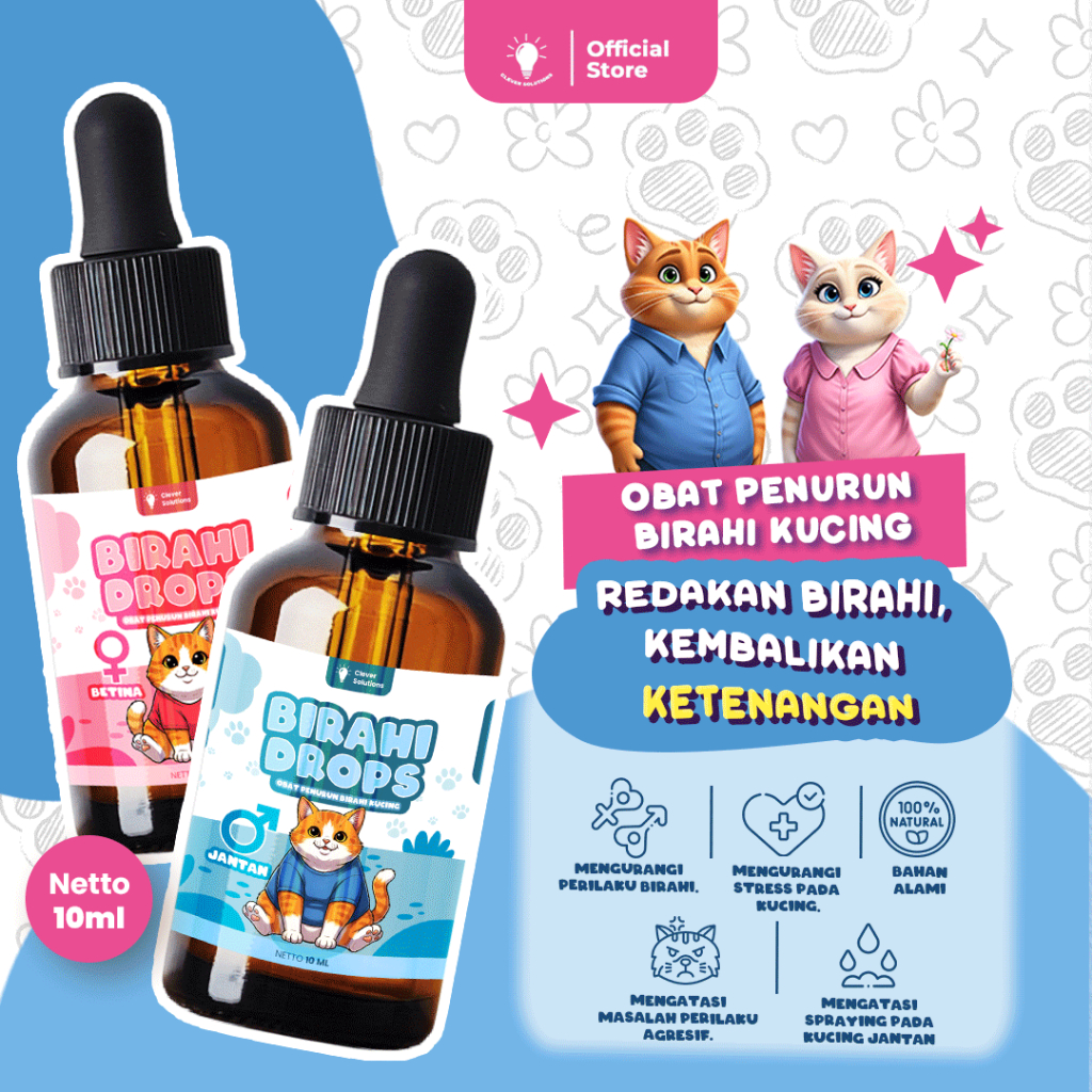 Clever Solutions - Birahi Drops Redakan Birahi Kucing Jantan & Betina
