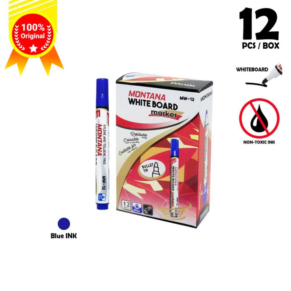 

Spidol MONTANA Whiteboard Marker Round Tip 12 pcs/box / Mw-12 Blue
