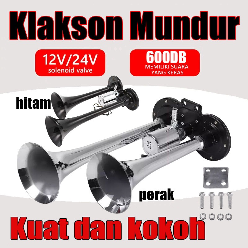 12V-24V Klakson Tanpa Tabung Stenlis Motor Mobil Bus Truk Klakson Angin Mobil Dual Air Horn 600DB