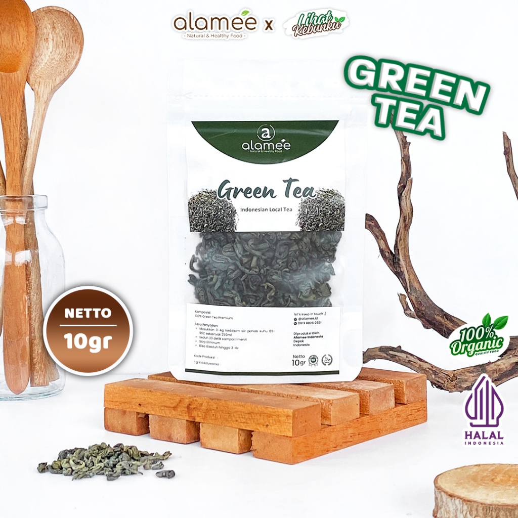 

ALAMEE Teh Hijau Green Tea Organic Kering Organik Greentea Minuman Herbal 10 gram LIHAT KEBUNKU