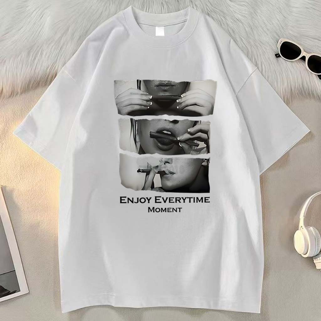 Kaos motif gadis rokok desain personalisasi gaya Eropa dan Amerika | Kaos Pria Premium Tebal |T Shir