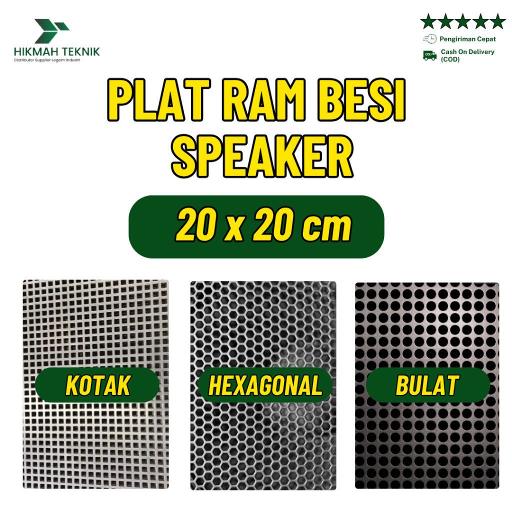 20 x 20 cm | RAM Speaker Model Plat Besi  Lobang Grill Speaker Mesh Cover Grill Pelindung Audio