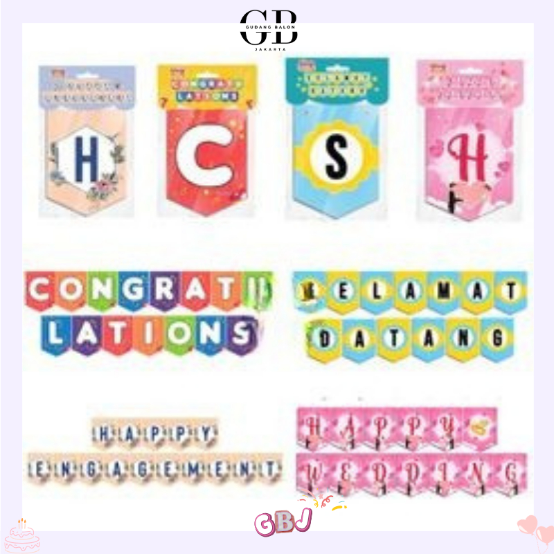 GBJ - Banner Congratulatios / Selamat Datang / Happy Wedding / Happy Anniversary