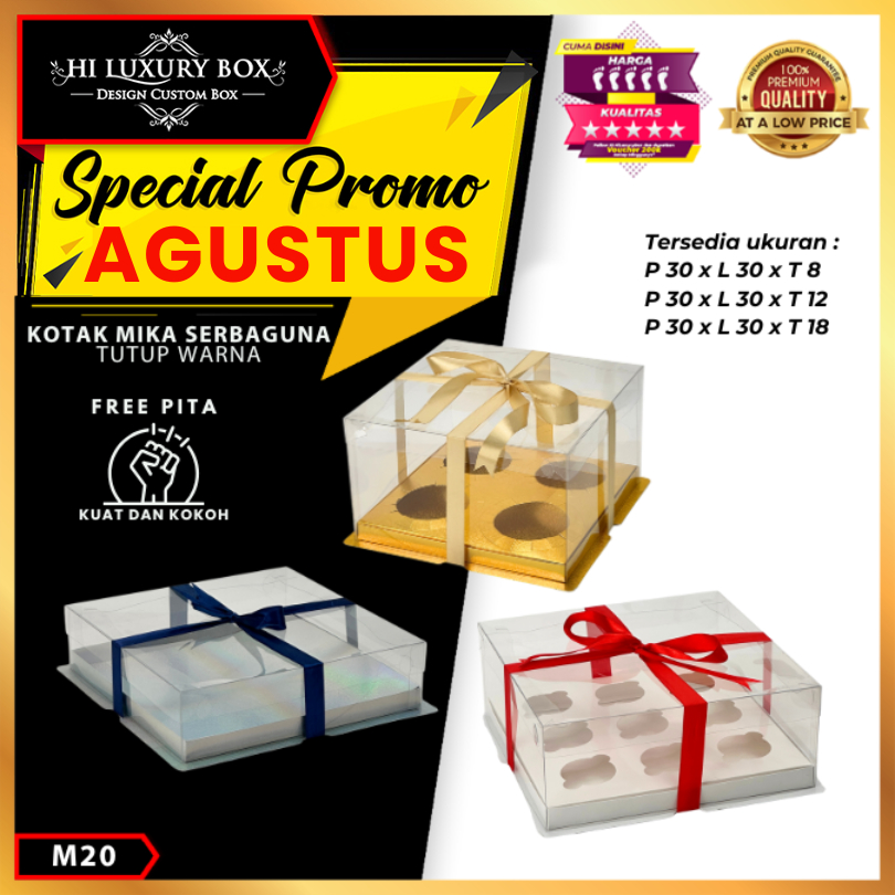 

Box Mika / Kotak Kue Mika / Box Toples + Tatakan / Packaging Mika /30X30/ M20