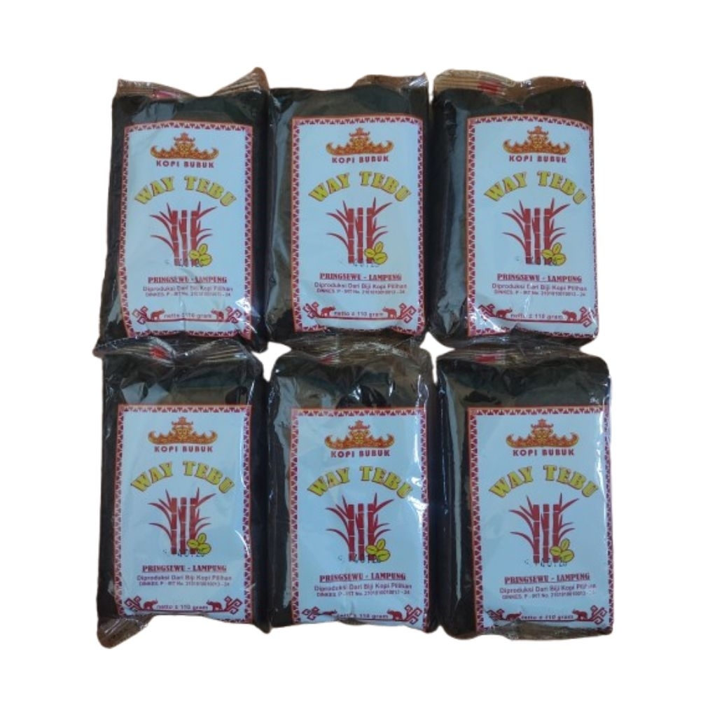 

(6 Bungkus) Kopi Way Tebu Asli Pringsewu Lampung 110 gram