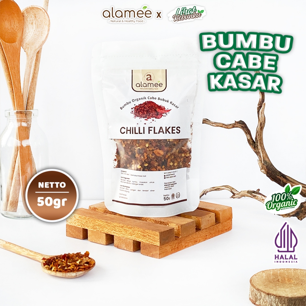 

ALAMEE Cabe Bubuk Kasar Chilli Flakes Cabai Bumbu Dapur Instan Organik Murni 50gr LIHAT KEBUNKU