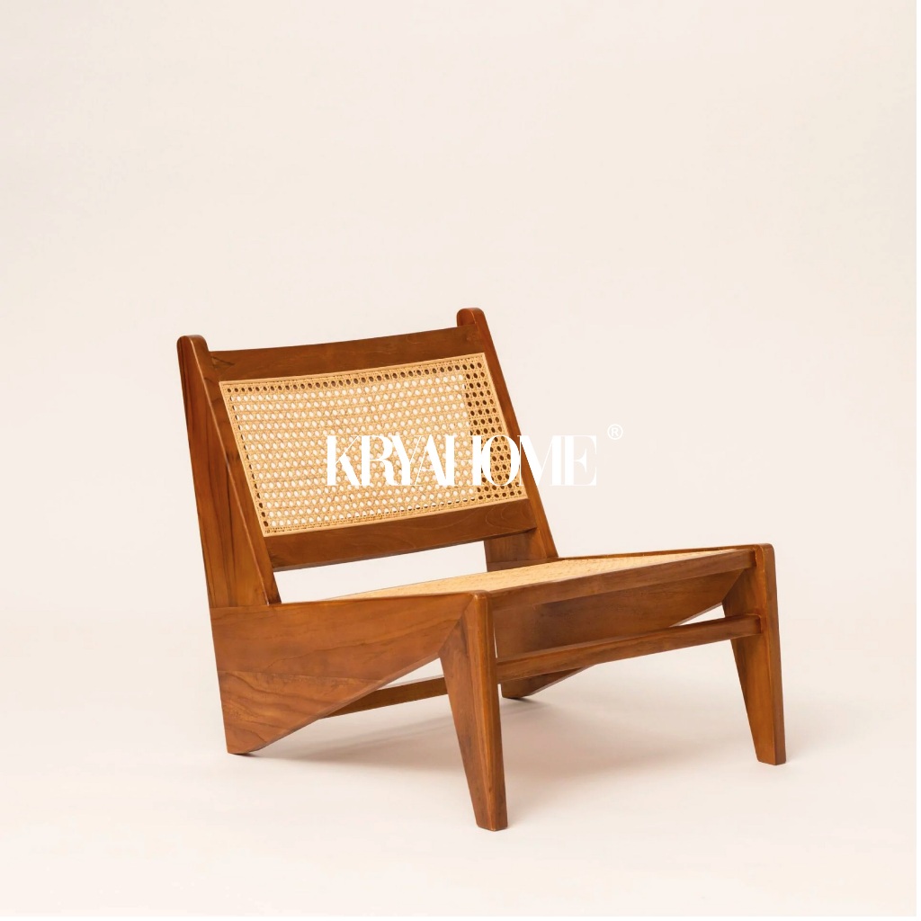 KRYA HOME Kursi Kayu Jati - Lounge Chair - Kursi Outdoor Jati - SANA Chair / Natural Home Decor