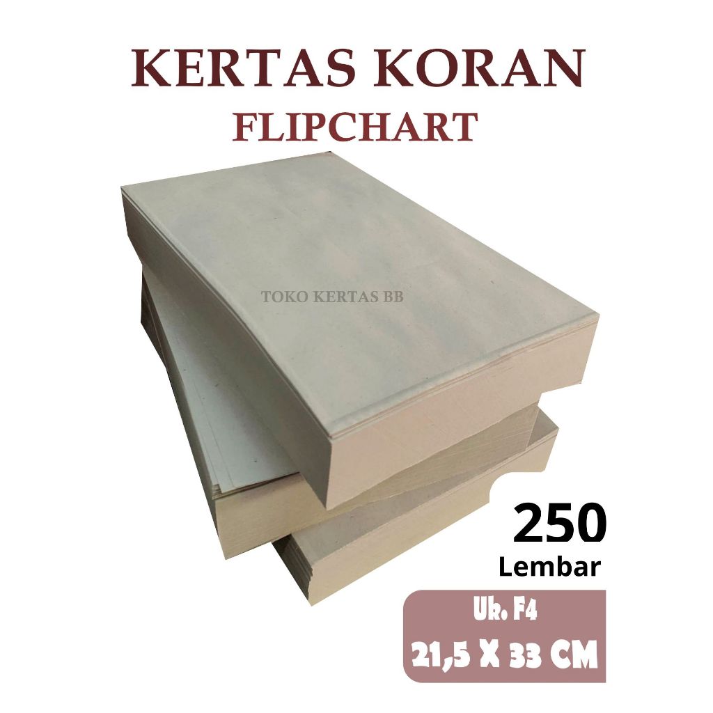 

KERTAS KORAN/STENSIL/FILPCHART 55 GSM UK F4 ( 21,5 X 33 CM ), 250 LEMBAR