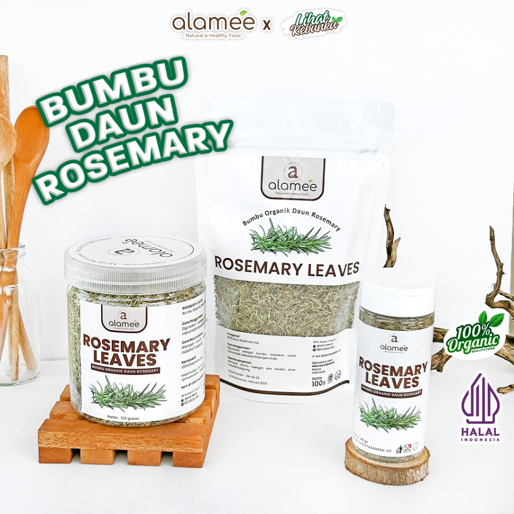 

ALAMEE Daun Rosemary Kering Dried Leaves Garnish Murni Asli Tanpa Campuran Bumbu Dapur LIHAT KEBUNKU