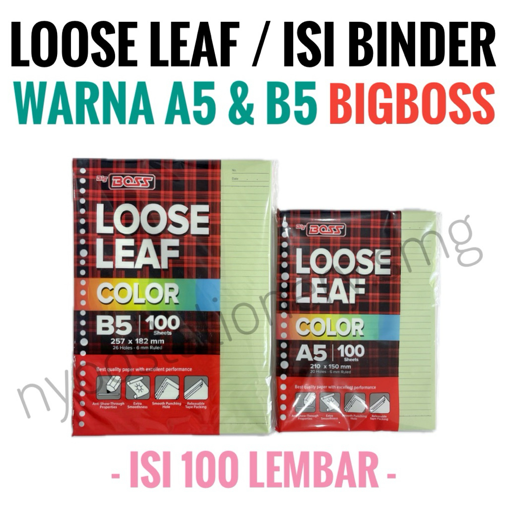 

LOOSE LEAF ISI BINDER A5 B5 ISI 100 WARNA COLOR BIGBOSS