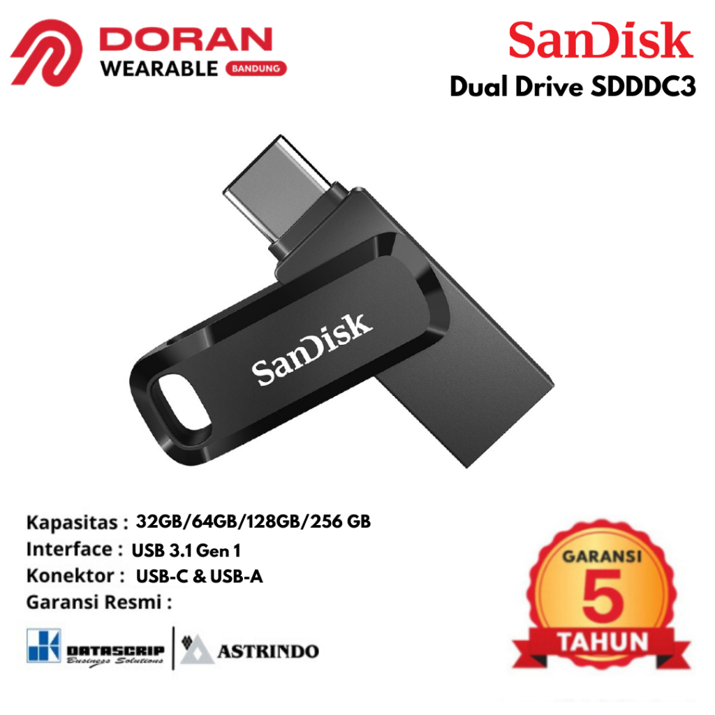 SanDisk SDDDC3 32GB / 64GB / 128GB / 256GB | Flashdisk OTG Type-C Dual Drive - Garansi Resmi 5 Tahun