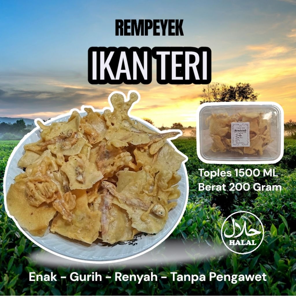 

Cemilan rempeyek ikan teri Renyah gurih tanpa pengawet enak lezat - peyek ikan teri 200 gram