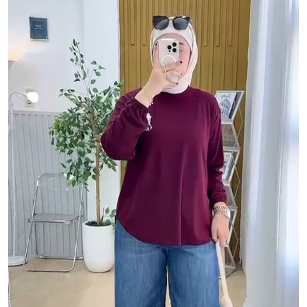 atasan blus wanita kaos knit rajut import bordir cantik polo