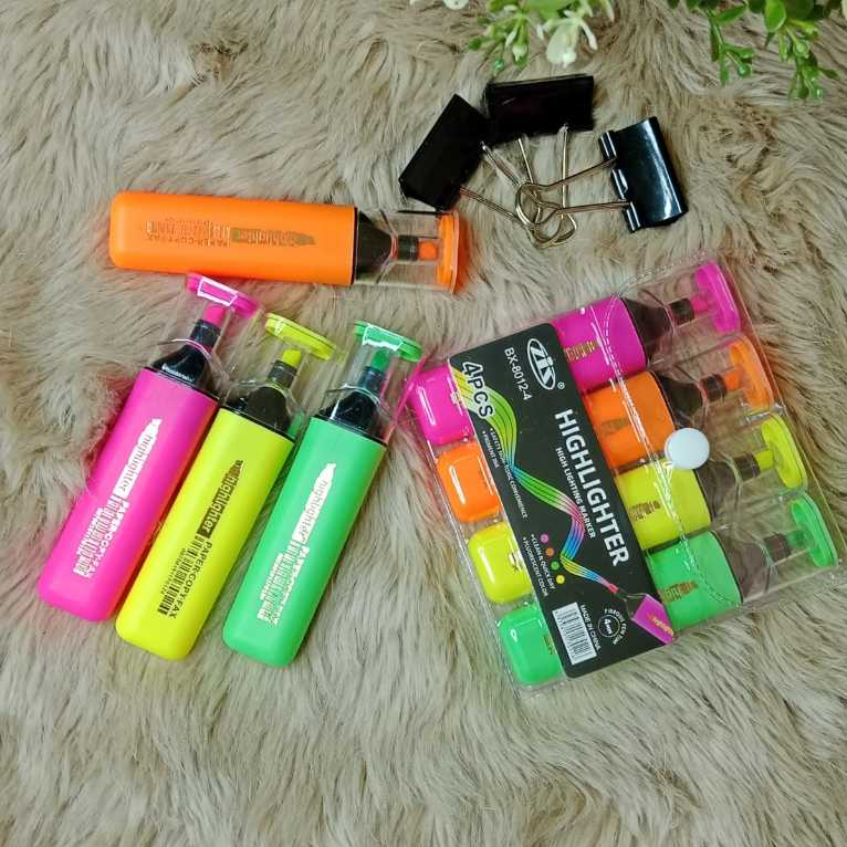 

ONE SET HIGHLIGHTER MARKER NEON COLOUR BX-8012-4 ISI 4 PCS [2002535]