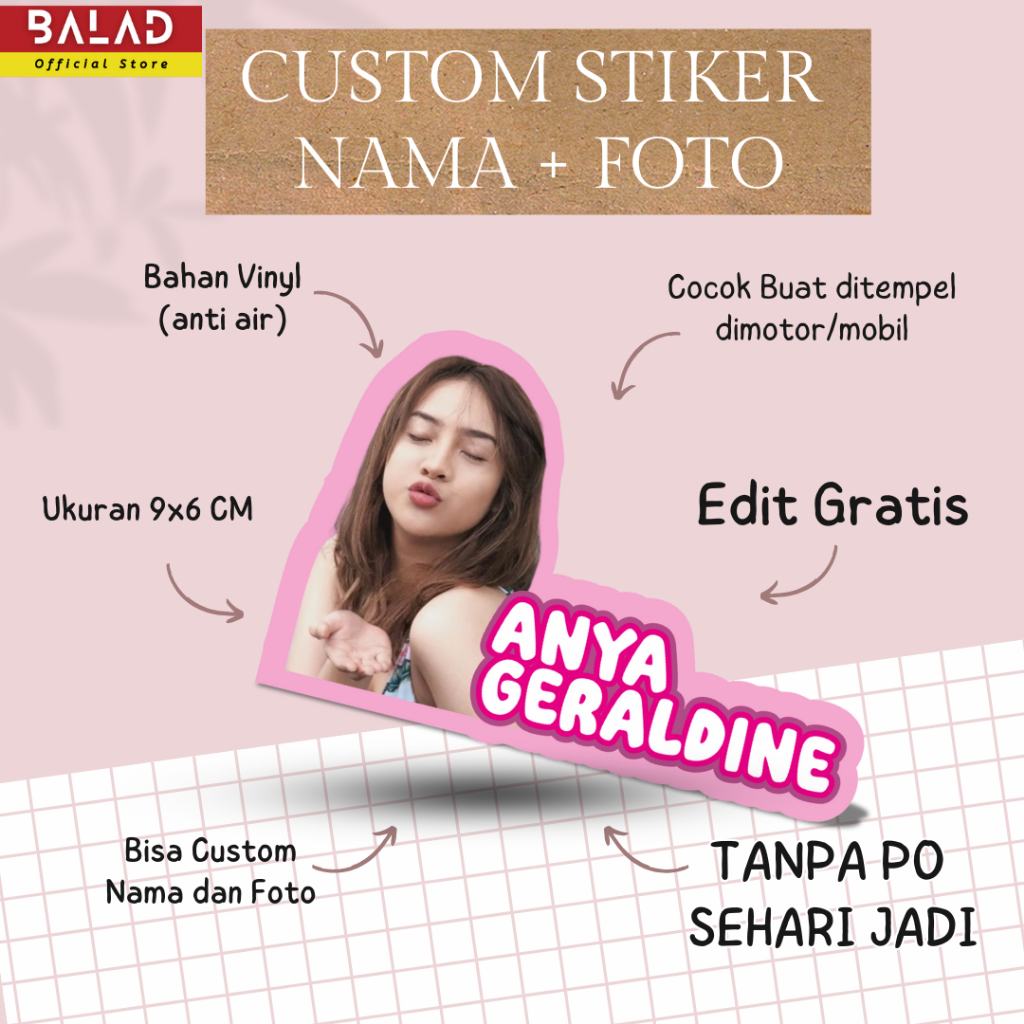 

STIKER CUSTOM NAMA DAN FOTO BISA WAJAH SENDIRI / ARTIS WATERPROOF