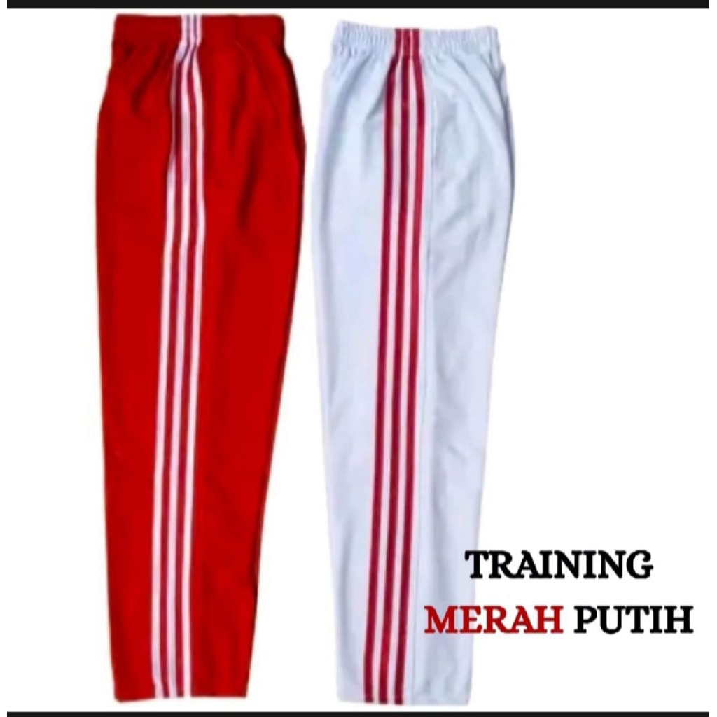 celana training olahraga putih merah celana panjang olahraga pria wanita celana training putih garis