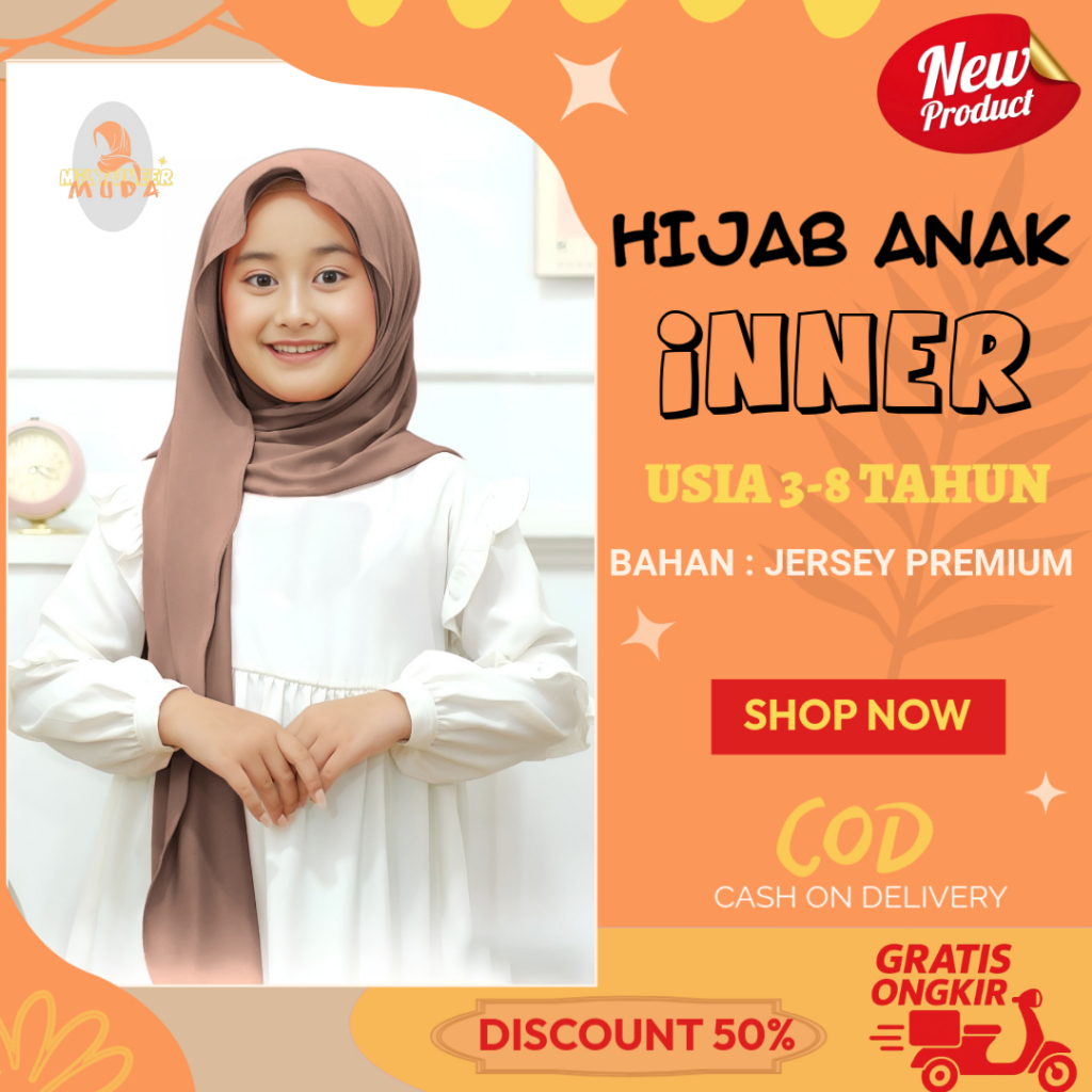 PASHMINA INNER ANAK USIA 3-8 TAHUN | JILBAB TK/SD | HIJAB ANAK LUCU