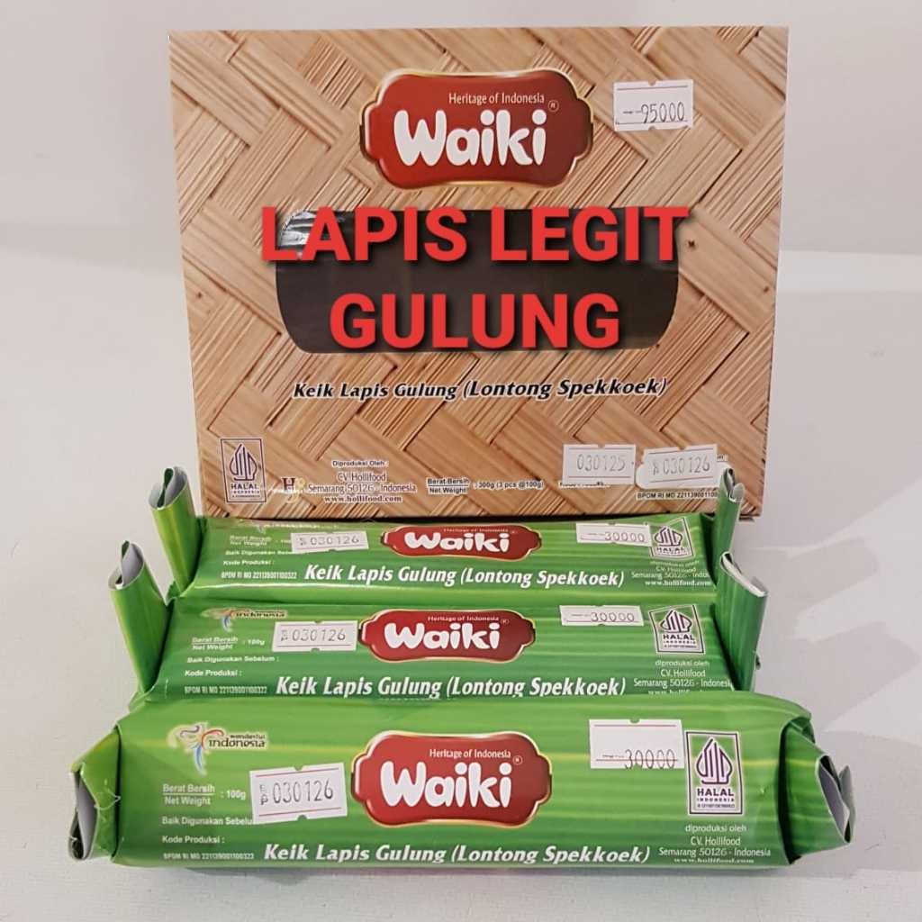 

Waiki Keik Lapis Gulung / Lontong Spekkoek / 100 gr satuan dan 1 box isi 3 x 100 gr