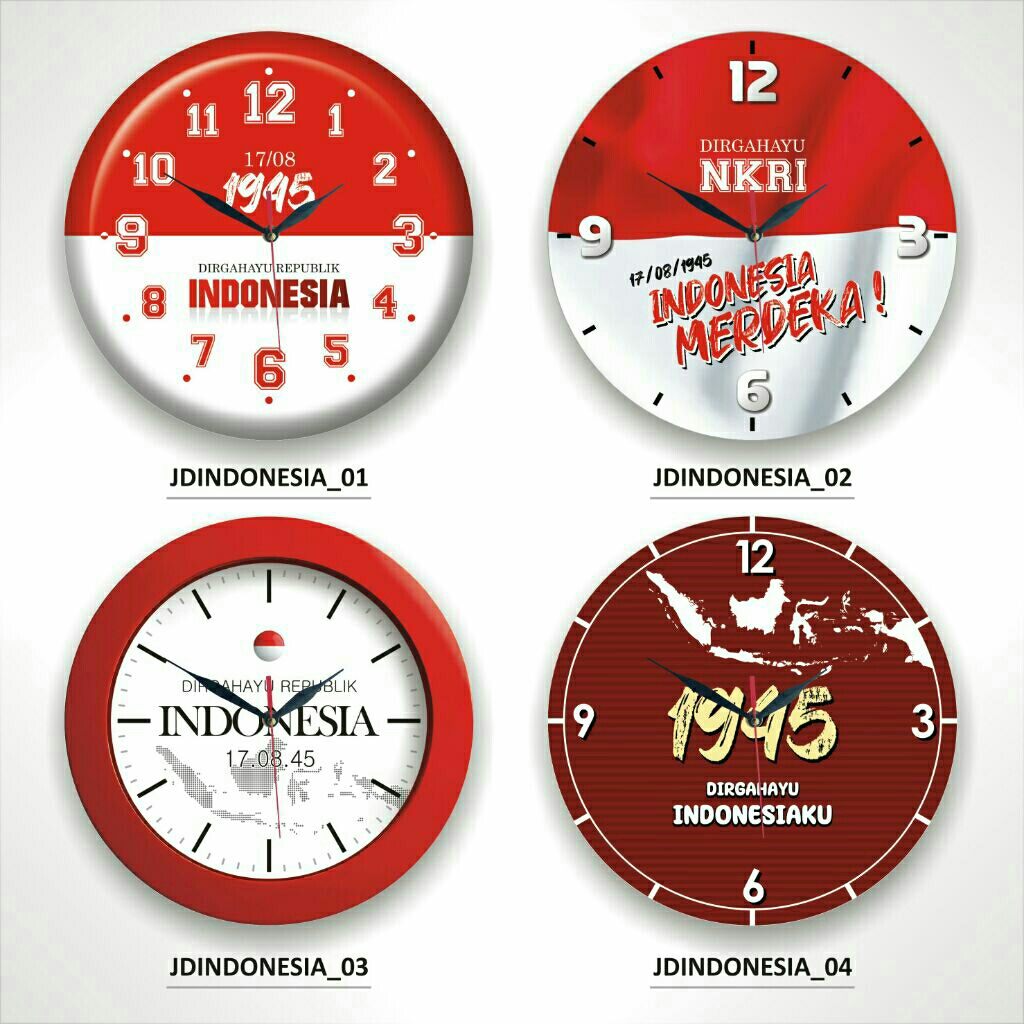 JAM DINDING JAM MEJA DIRGAHAYU INDONESIA / BENDERA INDONESIA - BAHAN KAYU MDF DIAMETER 30 CM