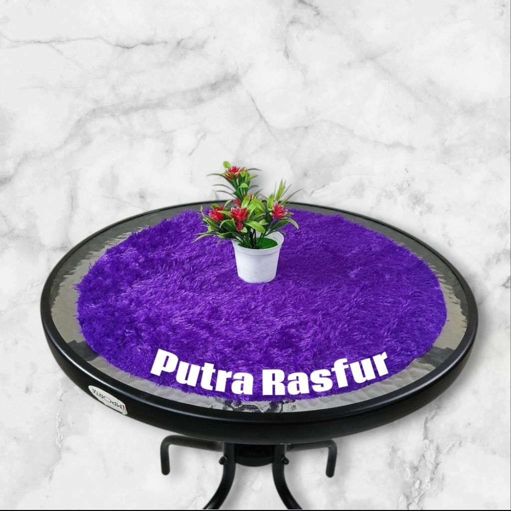 taplak meja bundar diameter 50 cm / taplak meja bulat kain bulu rasfur