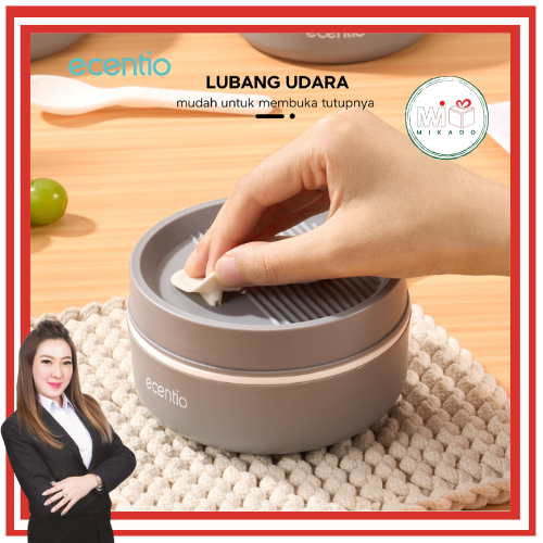 LUNCH BOX ECENTIO MODEL TERBARU / LUNCH BOX GREY STAINLESS STEEL