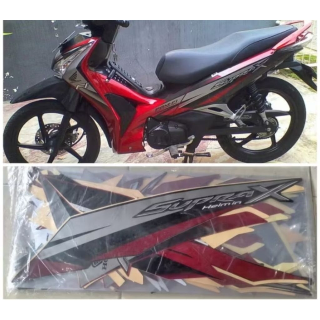 STIKER STRIPING LIS BODY HONDA SUPRA X 125 HELM IN FI KUWALITAS ORI 2012 FUL SET BODY MOTOR