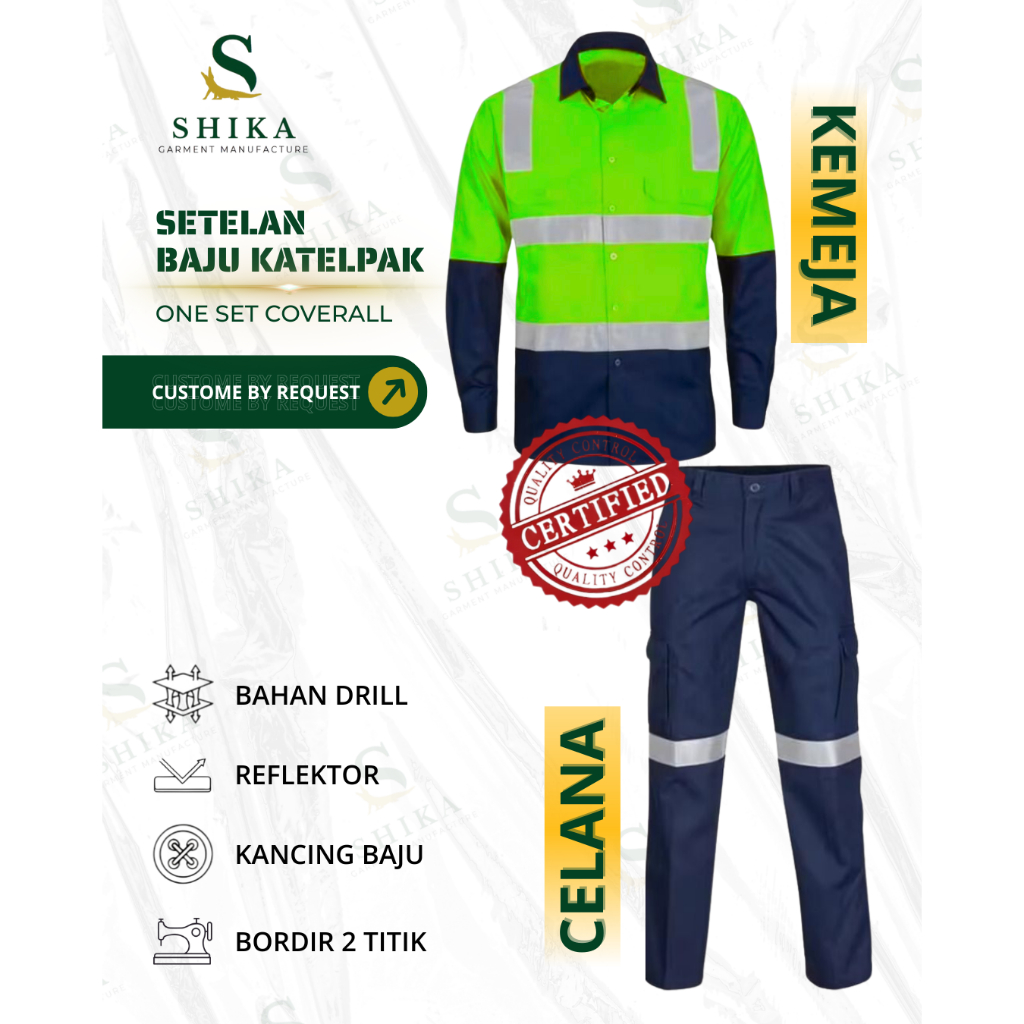 Setelan Wearpack Safety Setelan Katelpak Baju dan celana Seragam Kerja Proyek Terlengkap
