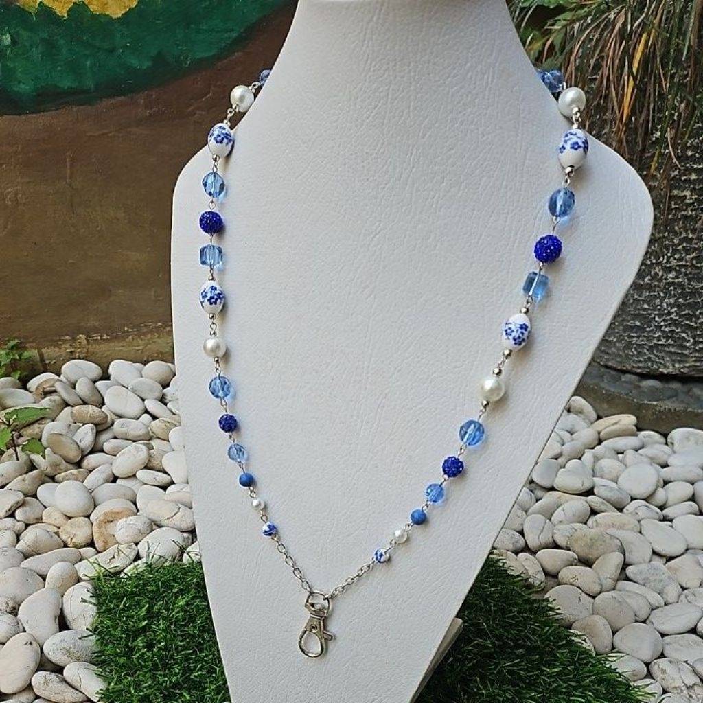 

Tali name tag batu keramik kristal rantai premium