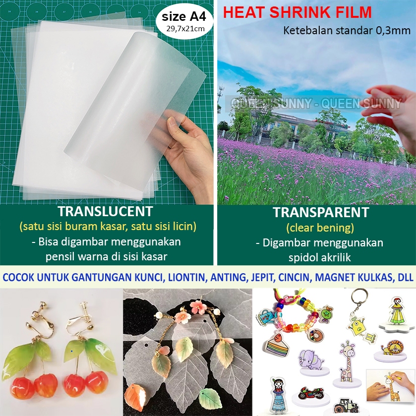 

10 Lembar DIY Heat Shrink Paper A4 / Shrinking Film / Kertas Penyusut dengan Panas untuk Gantungan Kunci Keychain Liontin Perhiasan Charm Jewelry Making Kerajinan Anak-Anak Kid Kids