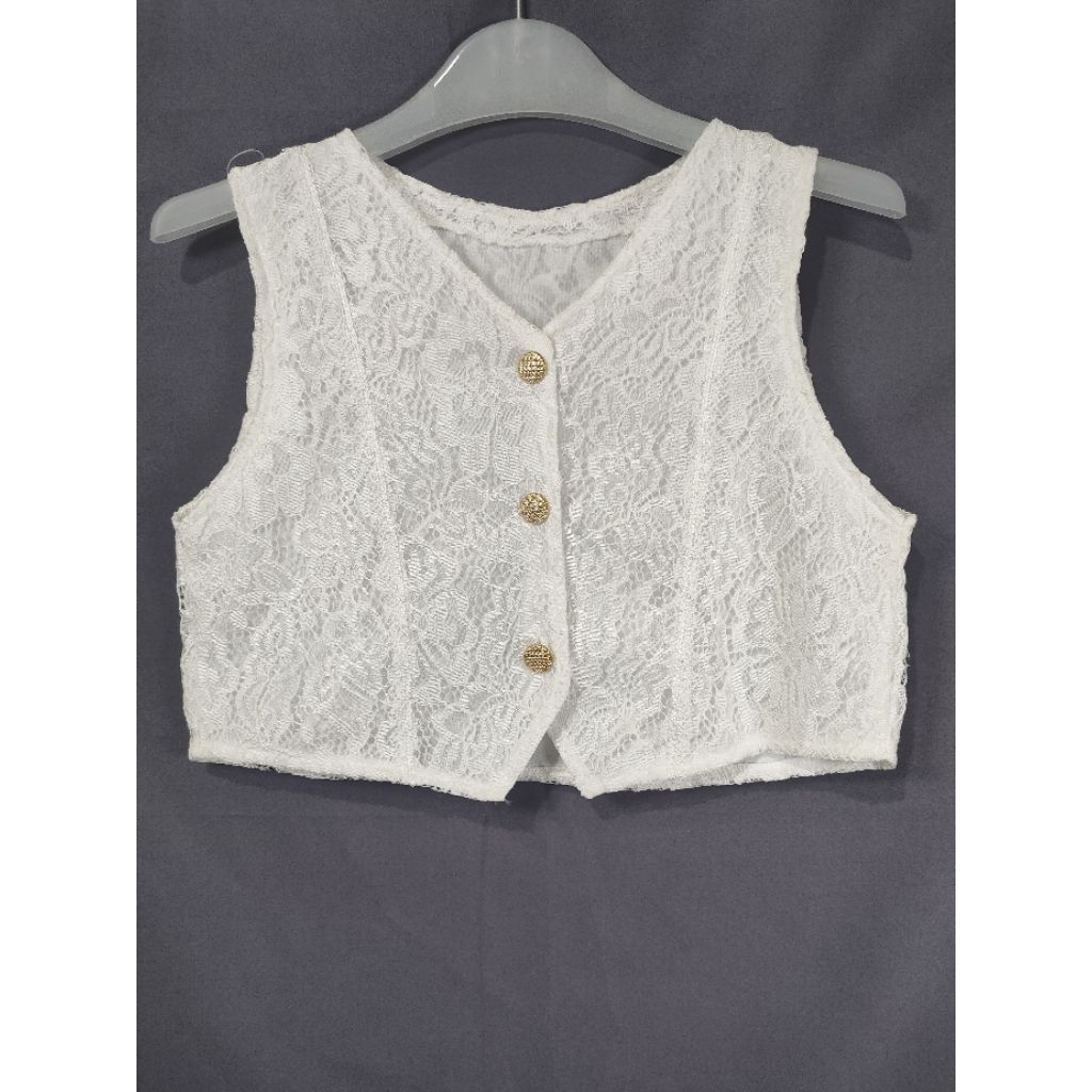 Blazer rompi korea wanita brokat full furing / rompi vest Korea / Blazer putih cewe