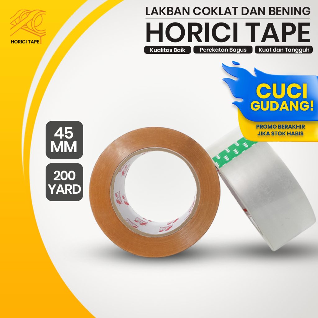 

HORICI 6 PCS Lakban OPP Bening Clear & Coklat 45MM x 200Y 45Mic